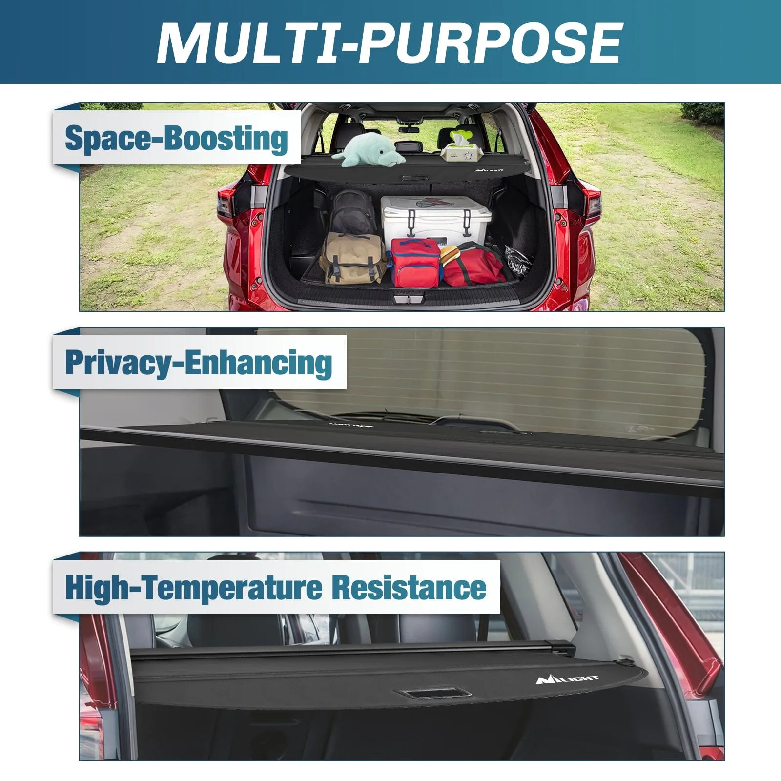 2021-2025 Nissan Rogue Retractable Trunk Cargo Cover With Trunk Storage Net
