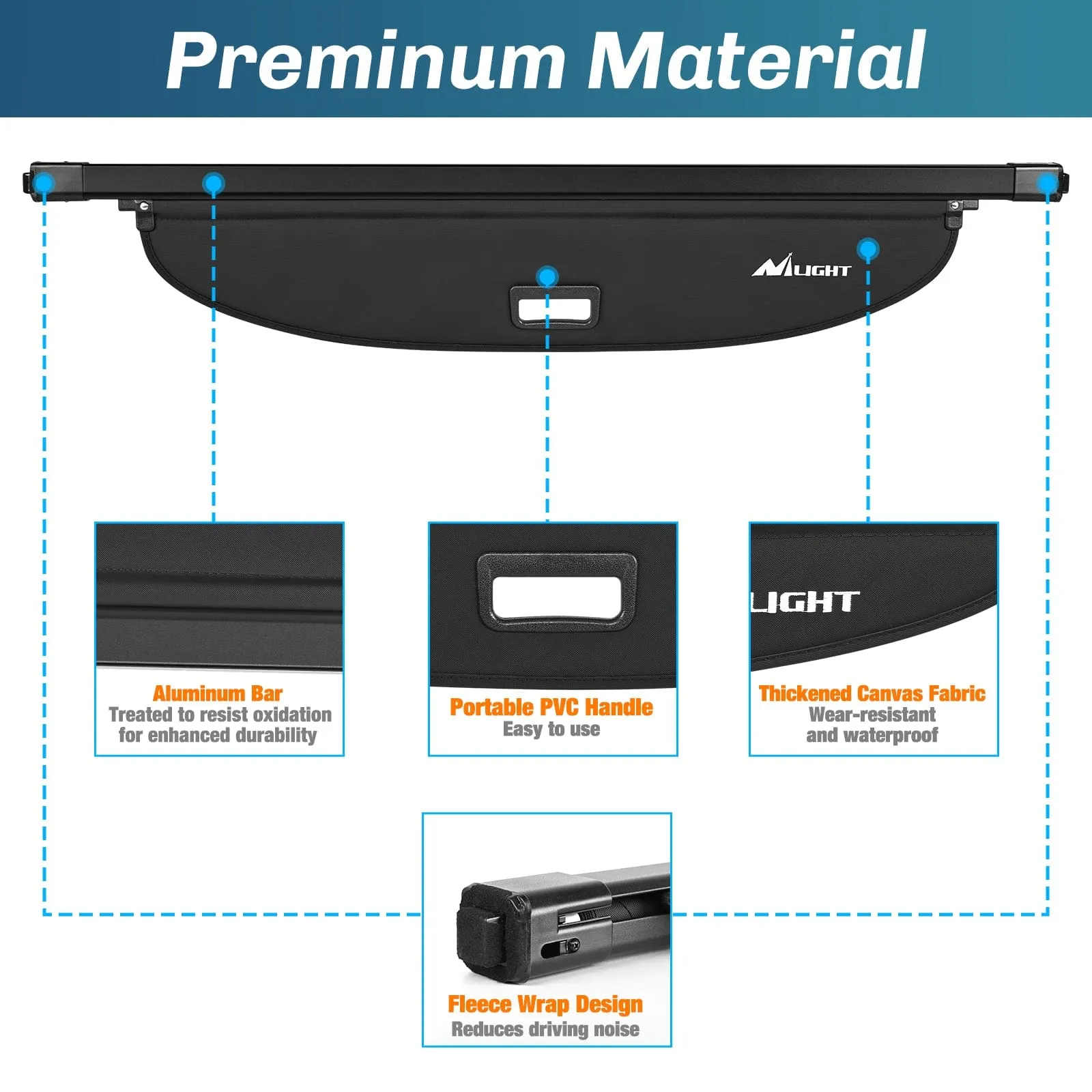 2021-2025 Nissan Rogue Retractable Trunk Cargo Cover With Trunk Storage Net