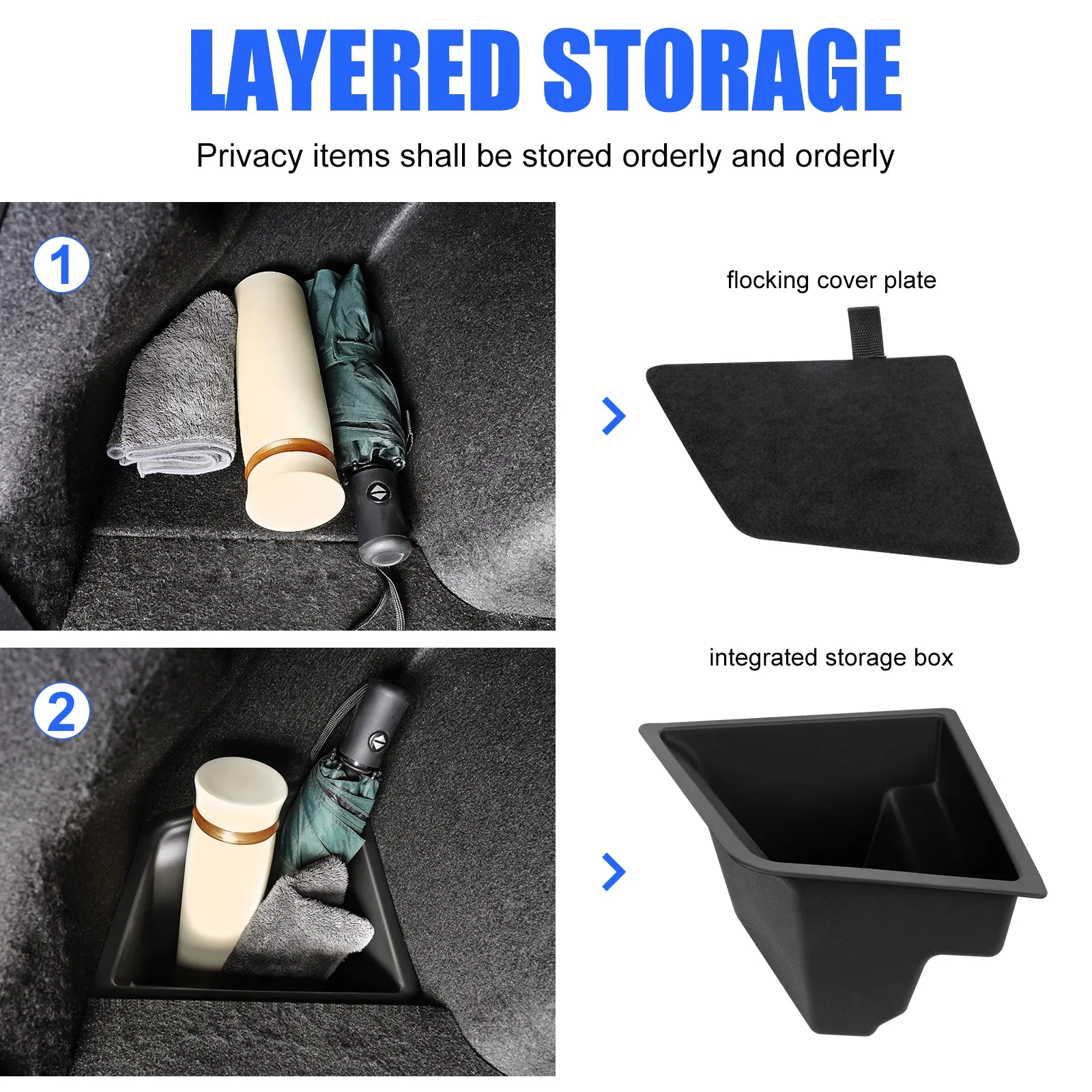 2PCS Rear Trunk Organizer for 2017-2023 Tesla Model 3 Accessories
