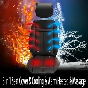 3 In 1 Auto Car Heated Seat Covers Pad Electric Cushion Ventilation w/ Cooling Warm Heated & Massage