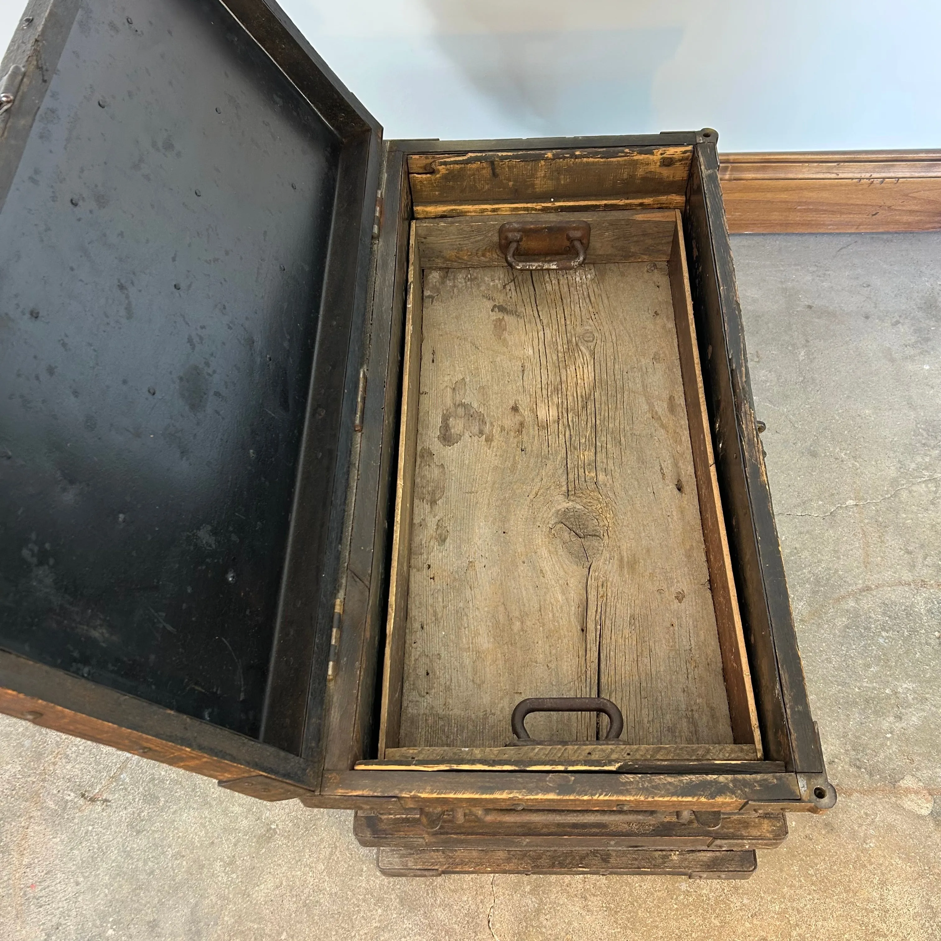 Antique Wood & Iron Trunk