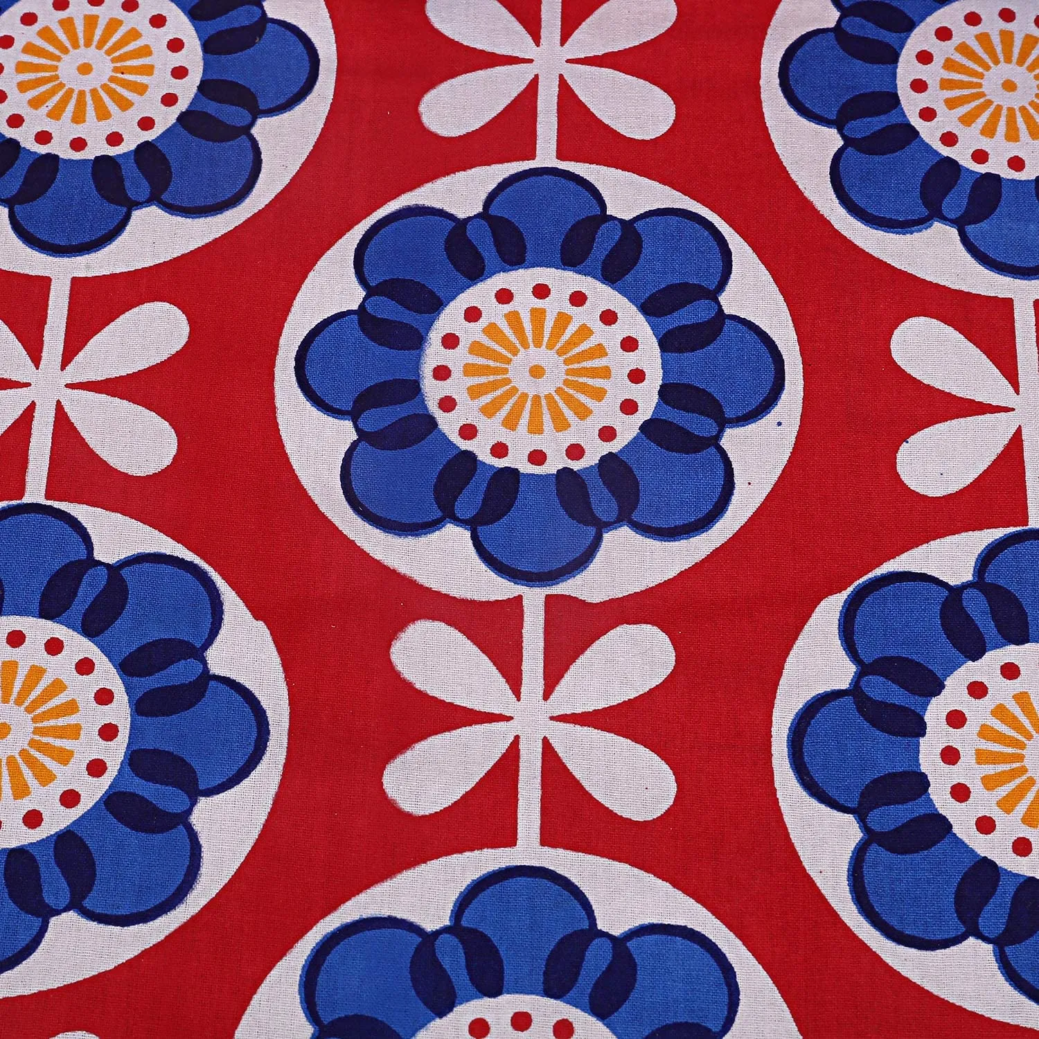 Kuber Industries Flower Design 8 Piece Cotton Diwan Set, Blue - CTKTC021845 (Standard)