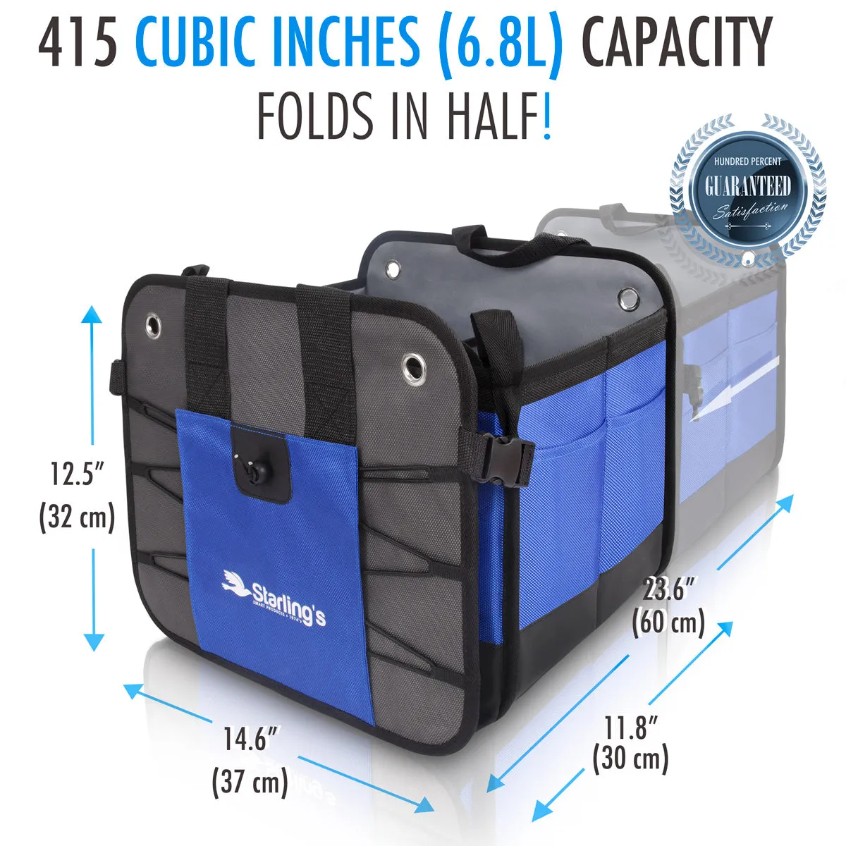 Starling's Car Trunk Organizer - Durable Storage SUV Cargo Organizer Adjustable, Blue  2 Compartments