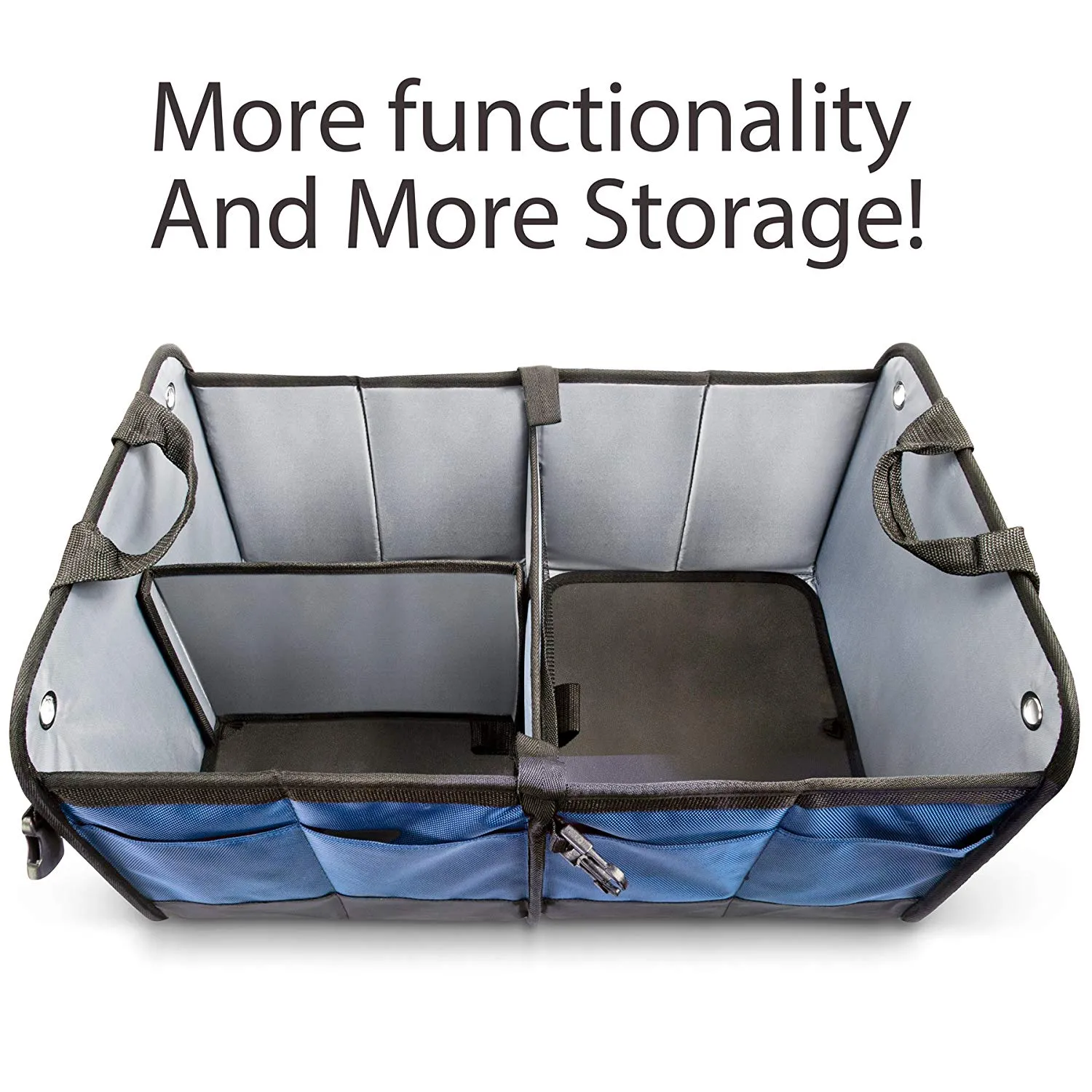 Starling's Car Trunk Organizer - Durable Storage SUV Cargo Organizer Adjustable, Blue  2 Compartments