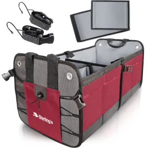 Starling's Car Trunk Organizer - Durable Storage SUV Cargo Organizer Adjustable, Bordeaux 2 Compartments