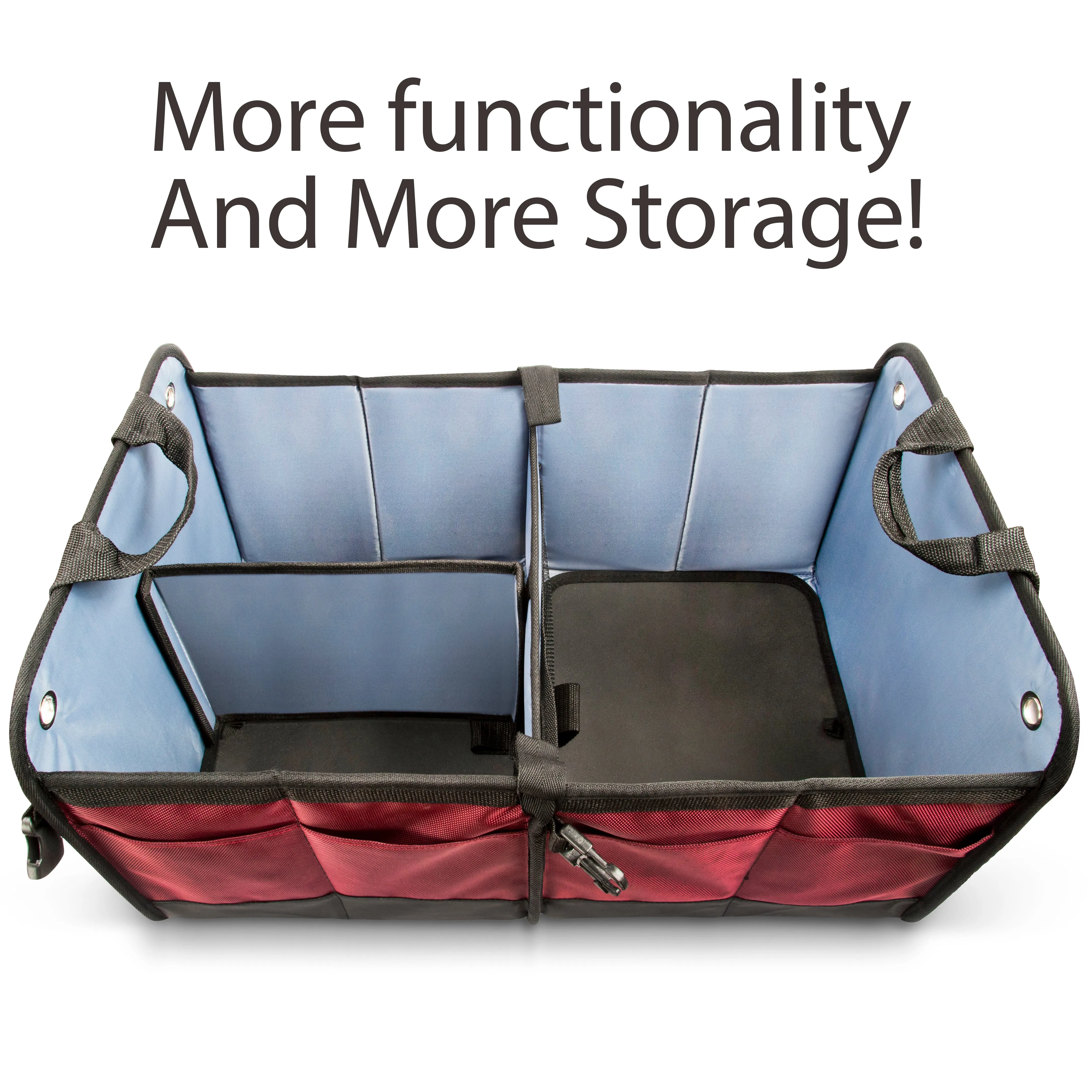 Starling's Car Trunk Organizer - Durable Storage SUV Cargo Organizer Adjustable, Bordeaux 2 Compartments