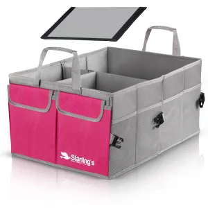 Starling's Car Trunk Organizer Super Strong Adjustable Compartments, Pink