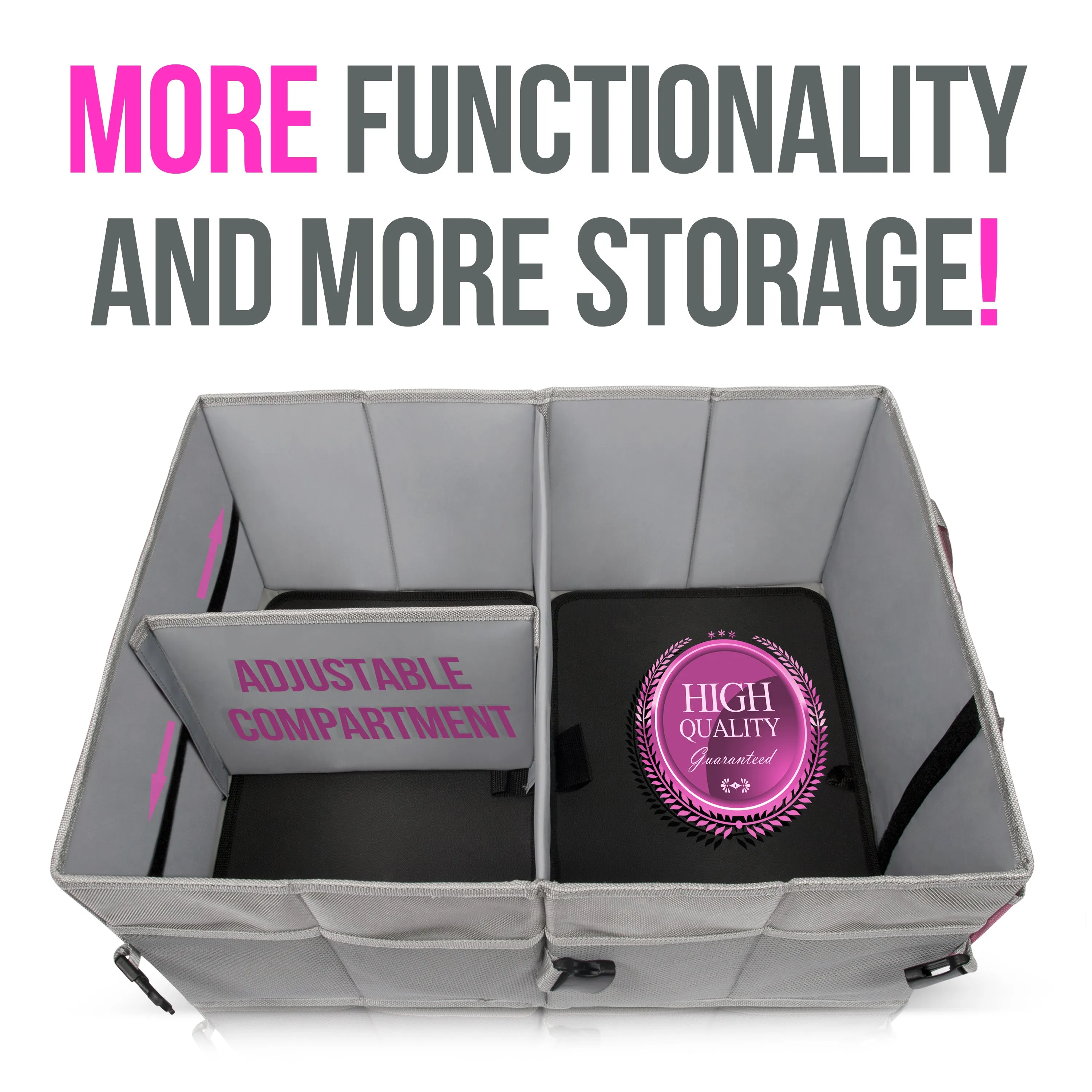 Starling's Car Trunk Organizer Super Strong Adjustable Compartments, Pink