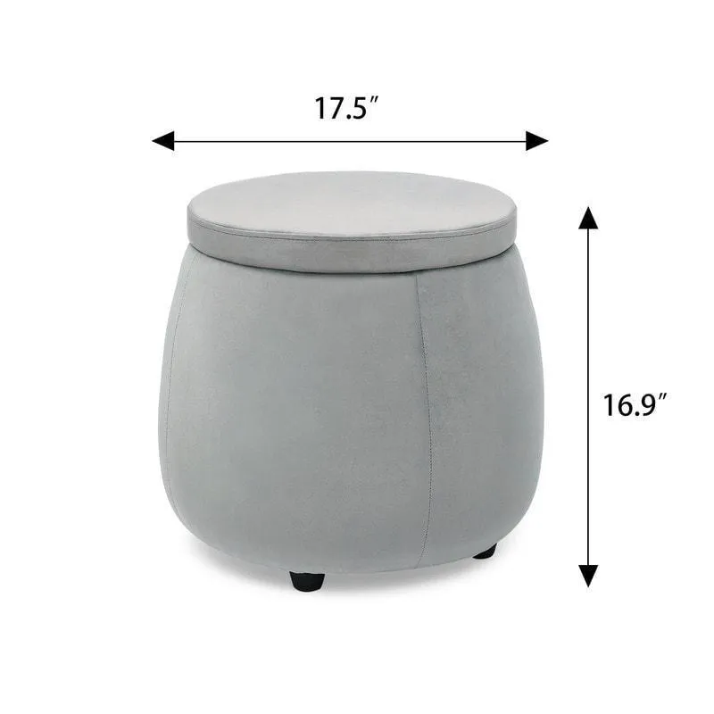 Velvet Round Storage Ottoman with Removable Lid, Footrest Stool